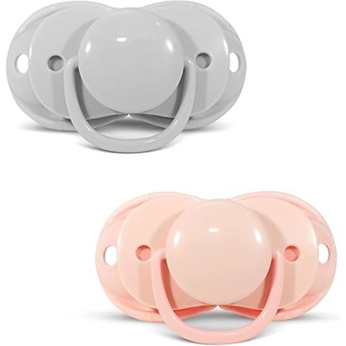 RaZbaby Keep-It-Kleen Baby Pacifier 2-Pack Closes When Dropped - BPA-Free Silicone Orthodontic Nipple, Ideal for Travel, Nipple Stays Clean, 0-36 Months - Pink/Grey