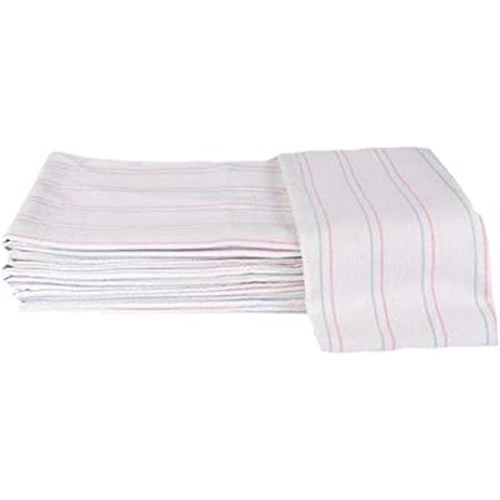 Linteum Textile (12-Pack, 36x36 in) Receiving HOSPITAL BABY BLANKETS, White w/Light Blue & Light Pink Stripes