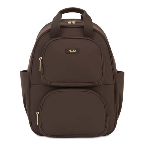 NoJo Espresso Coffee Backpack Diaper Bag with Luggage Sleeve and 9 Pockets for Parents of Infants and Toddlers