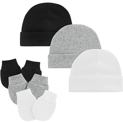 Zando Baby Hats and Mittens Unisex Infant Beanie Caps Newborn Hospital Hat with Scratch Mitten Set for Baby Boys Grils Hats