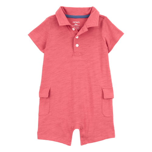 Baby Polo Cotton Romper - Red - Carter's | Carter's