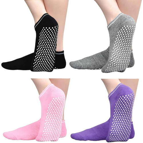 LNGOOR 4 Pair Anti Non Skid Slipper Socks with Grips Sticky Home Hospital Socks for Adult Women