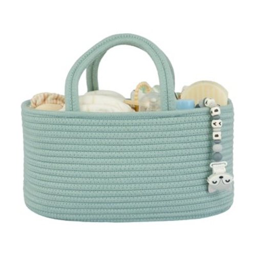 Large Baby Diaper Caddy Organizer for Girl Boy Rope Nursery Storage Bin Basket Portable Holder Tote Bag for Changing Table Car Travel Baby Shower Gifts Newborn Essentials Registry Must Have Green