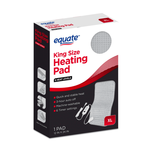 Equate XL Electric Heating Pad, 6 Heat Settings with Auto Shut off, 12 x 24 in HSA/FSA Eligible
