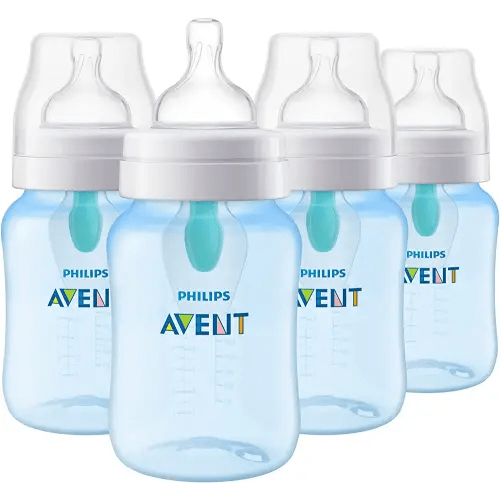 Philips AVENT Anti-Colic Baby Bottle with AirFree Vent, 9oz, 4pk, Blue, SCY703/24
