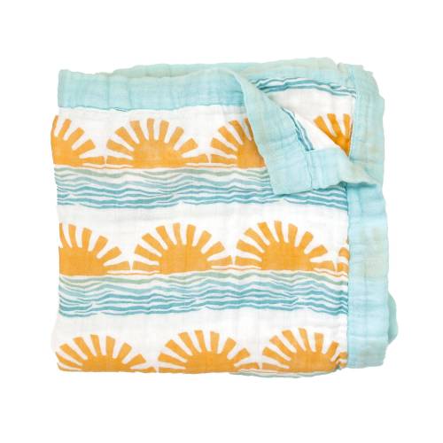 Sun + Wave 6-Layer Bamboo Blanket | Ocean Nursery Decor – Coca + B.