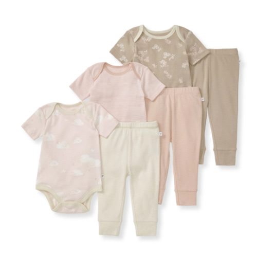 Whimsical Floral Organic Short Sleeve Bodysuit and Pant Set 3 Pack
