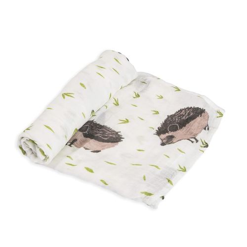 Little Unicorn – Hedgehog Deluxe Swaddle | Single | 100% Rayon Muslin from Bamboo | Super Soft | Newborns and Infants | Large 47” x 47” | Machine Washable