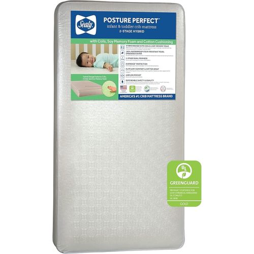 Posture Perfect 2-Stage Waterproof Baby Crib Mattress and Toddler Bed Mattress - Hybrid Memory Foam & 150 Premium Coils - Made in USA, 52"x28"