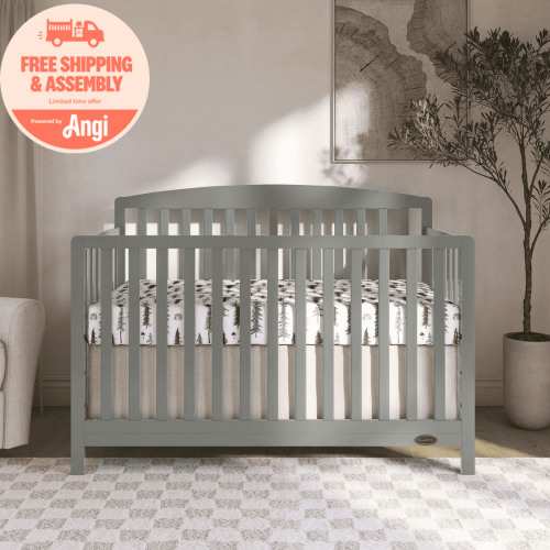 Dream On Me Odelle 5-in-1 Convertible Crib, Converts from Baby Crib to Toddler Bed, Day Bed, Kids Bed and Full Size Bed, Three Adjustable Mattress Height Positions, in Sea Grass