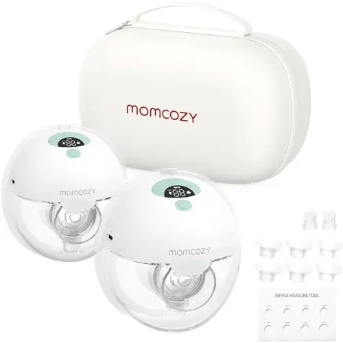 Momcozy Breast Pump Hands Free M5, Wearable Breast Pump of Baby Mouth Double-Sealed Flange with 3 Modes & 9 Levels, Electric Breast Pump Portable - 24mm, 2 Pack Mint