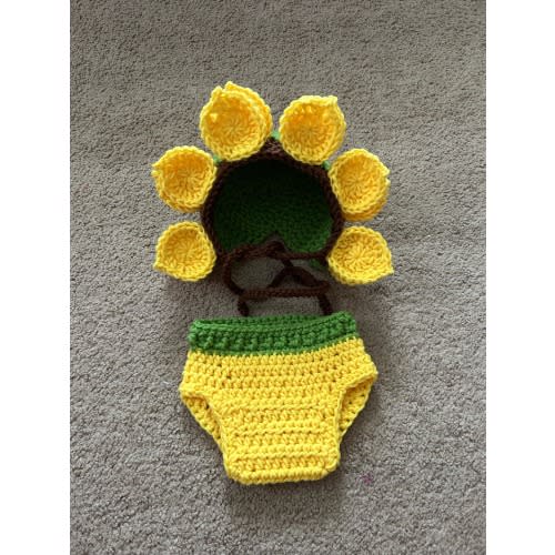 Crochet Sunflower Bonnet/Newborn Photography Prop/Infant Halloween Costume/ Baby Bonnets/Cake Smash Session/Newborn-18 Months/Made to Order