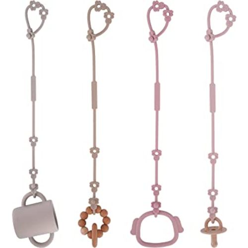 Toy Safety Straps, Silicone Pacifier Clips, Adjustable Stretchable Sippy Cup Straps for Strollers, High Chair, Cribs, Hanging Baskets, Car Seat, Shopping Trolley