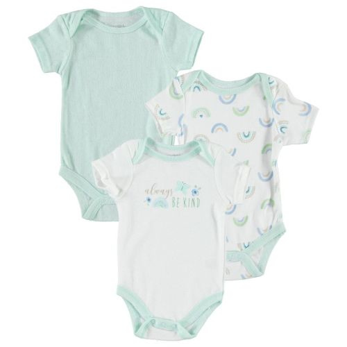 Kyle & Deena Baby Girl bodysuit 3 Pack Pointelle Rainbows Seafoam Green 3-6M