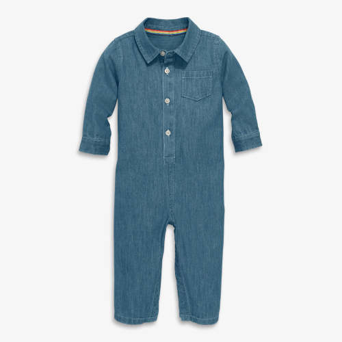 Baby chambray button down romper | Primary.com