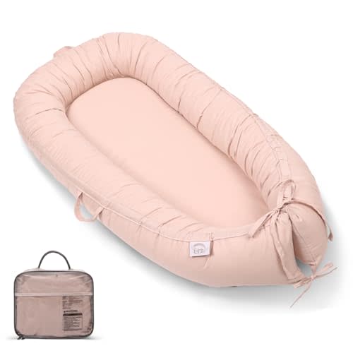 EAQ Baby Lounger, Snuggle Me Lounger, Portable Baby Nest Breathable & Soft, 100% Cotton Baby Lounger Pillow, Safe Baby Bassinet for Co-Sleeping, Nursery, Travel, Playtime