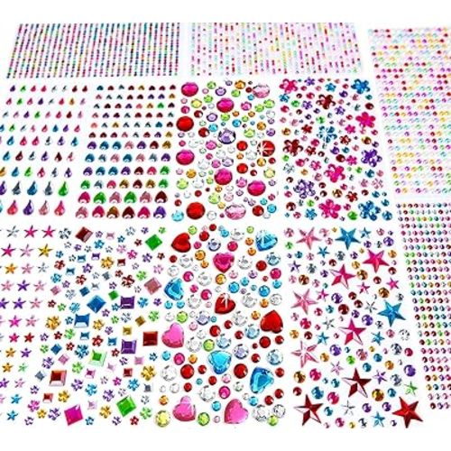 3228pcs Gems Stickers, Self Adhesive Rhinestone Jewel Stickers, Acrylic Gems DIY Craft Decorative Diamond Stickers, Assorted Shapes Jewels Rhinestones Sticker, Gem Sticker Crafts for Kids