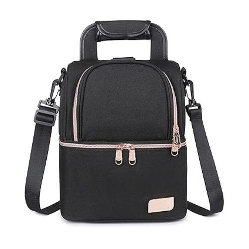 Meichoon Breast Milk Baby Bottle Cooler Bag Waterproof Baby Food Insulation Maternity Backpack Double Layer Fresh Keeping Travel Handbag for Nursing Mom Daycare UH12 Black