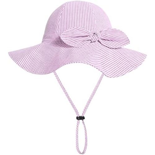 Baby Girl Sun Hat with UPF 50+ Outdoor Adjustable Beach Hat with Wide Brim Bucket Hats