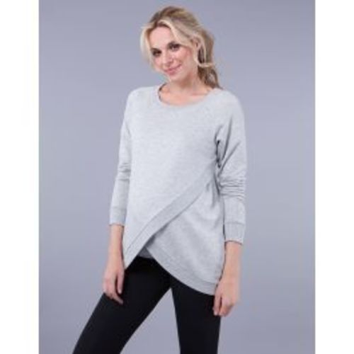 Grey Cotton Blend Maternity & Nursing Sweatshirt - Size Large