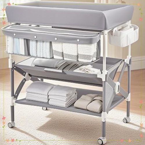 Portable Baby Changing Table, Foldable Diaper Change Table with Wheels