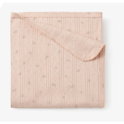 Blush Floral Organic Cotton Pointelle Baby Blanket – Elegant Baby