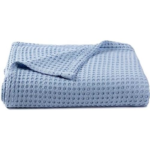 36” X 40” Inches Cooling Baby Waffle Weave Blanket, Ultra-Soft Lightweight Receiving Blanket for Newborn, Breathable Comfortable Baby Swaddle Blanket for Boys and Girls(Steel Blue)