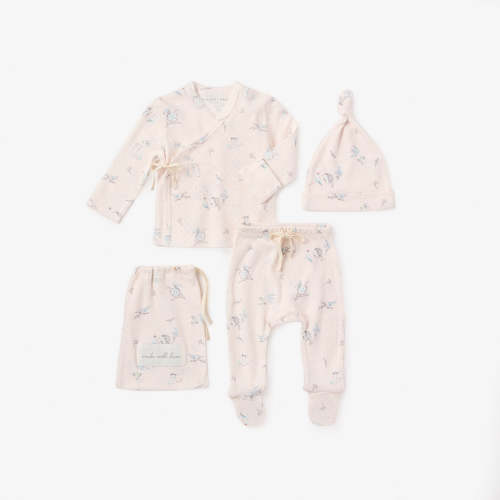 Meadow Mouse Printed Organic Cotton Pointelle Layette Set – Elegant Baby