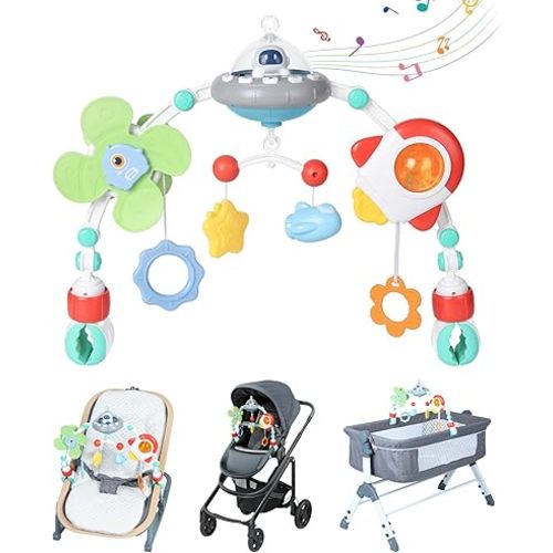 Orzbow Stroller Arch Toy for Baby, Musical Carseat Toys Hanging with Teething, Baby Mobile for Crib Bassinet Car Seat and Bouncer, Car Seat Activity Toy for Babies 0-12 Months