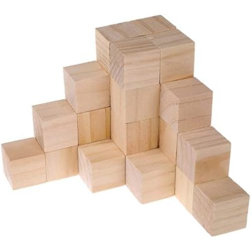 Supla 40pcs 1.5 inch - Natural Solid Wood Square Blocks Wood Cubes Wood Cube Blocks – for Puzzle Making, Crafts, and DIY Projects (40pcs)