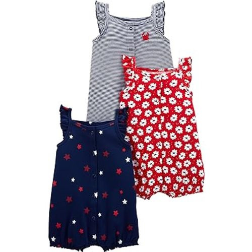 Simple Joys by Carter's Baby Girls' 3-Pack Snap-up Rompers