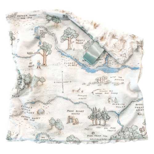 Classic Winnie the Pooh | Hundred Acre Wood Map Lovey or Baby Blanket |  Woodland Nursery Decor | Soft Little Gift for Baby