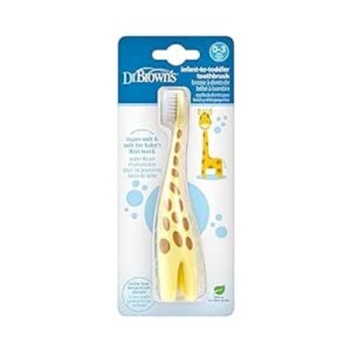 Dr. Brown's Infant-to-Toddler Training Toothbrush, Soft for Baby's First Teeth, Giraffe, 0-3 Years - 1 Count (Pack of 1)
