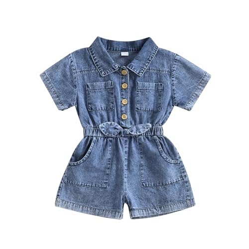 Ledy Champswiin Summer Toddler Girl Jumpsuit Shorts Little Girl Overalls Clothes Baby Jean Romper Jumpsuit One Piece Outfit
