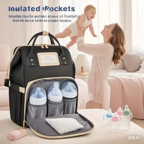 gray stylish maternity travel backpack insulated pocket mini - Temu