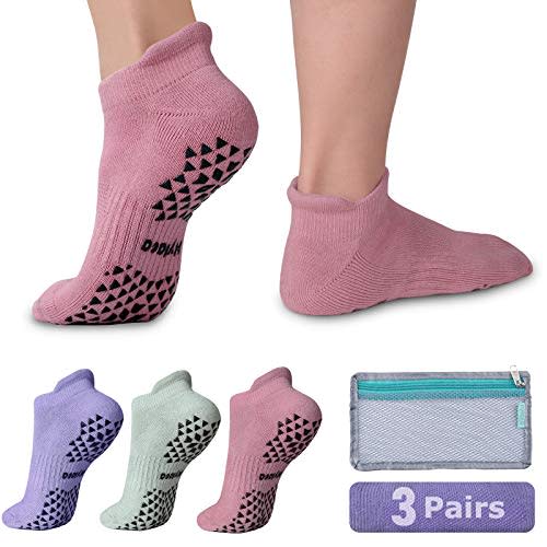 Hylaea Unisex Non Slip Socks with Grip for Yoga, Hospital, Pilates, Barre | Ankle, Cushioned