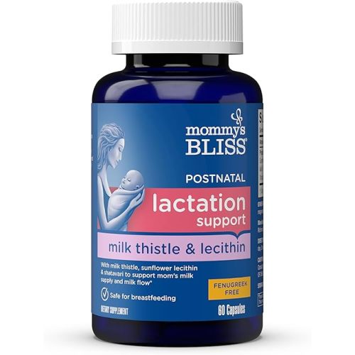 Mommy's Bliss Postnatal Lactation Support, Contains Milk Thistle, Shatavari, and Lecithin, 1 Bottle (60 Capsules)