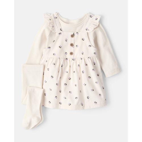 Baby Girl 3-Piece Floral Long-Sleeve Dress Set - White | Carter's