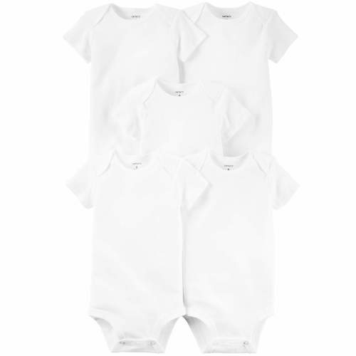 Baby 5-Pack Short-Sleeve Bodysuits - Style,White - 3M
