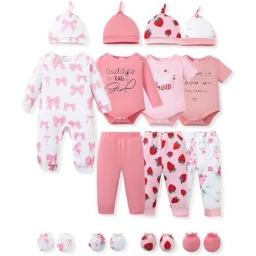 NZRVAWS Preemie Newborn Baby Boy Clothes Infant Clothing Romper Pant Outfits Set Layette Essentials 19 Pieces 0 3 6 12 Months