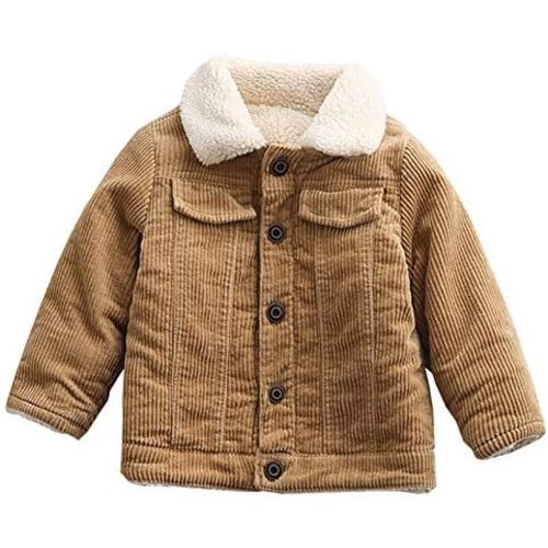 Toddler Boy Winter Corduroy Jacket Baby Girl Fall Sherpa Lined Outwear Coat