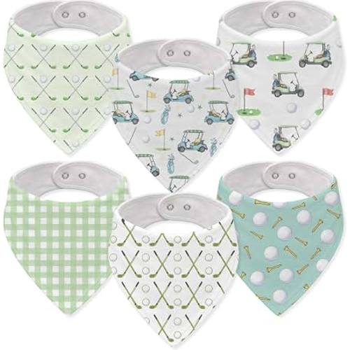 Amazon.com: Papmiunm Golf Muslin Baby Bibs Drool Burp Cloths for Boys Golf Cotton Baby Bibs for Drooling Teething Feeding Absorbent Baby Burp Cloths with Adjustable Snaps for Newborns Toddlers