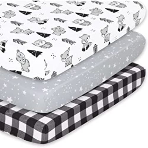 The Peanutshell Mini Crib Sheet Set - 3 Pack - Multiuse for Pack n Play, Playard, Playpen, Mini Crib - Woodland Animals