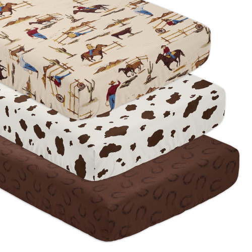 Wild West Cowboy Horseshoe Print 3 Pack Fitted Crib Sheets Boy by Sweet Jojo Designs