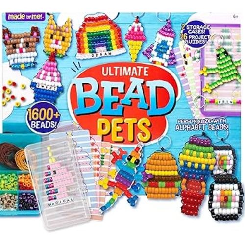 Made By Me Ultimate Bead Pets by Horizon Group USA, Bead Pets Crafts for Kids, Includes Over 1400 Beads, Cording, Keychains & Carabiner Clips, Design Templates, Storage Cases & More
