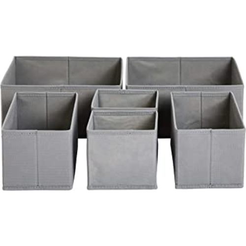 Amazon Basics Cloth Drawer Storage Organizer Boxes, Set of 6