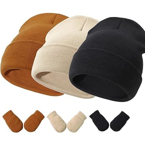 Baby Hats and Mittens Set Infant Toddler Beanie Caps Hospital Hat Set Newborn Gloves for Baby Boys Girls