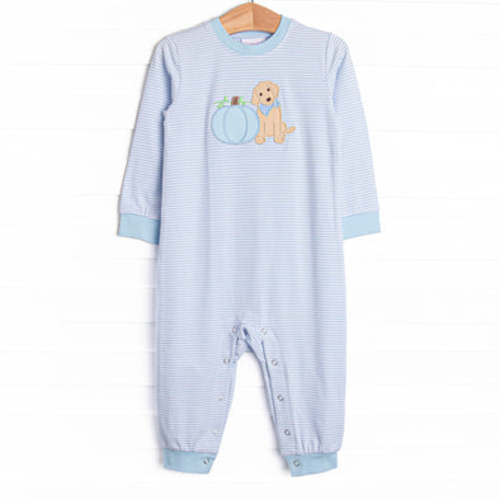 Pumpkin Pup Applique Romper, Blue – Stitchy Fish