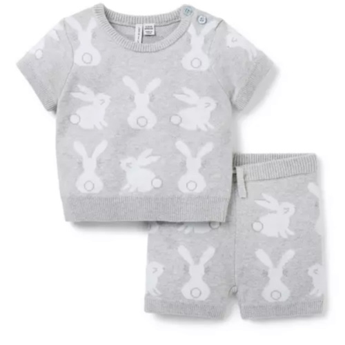 Baby Earl Grey Heather Bunny Baby Bunny Sweater Matching Set by Janie and Jack