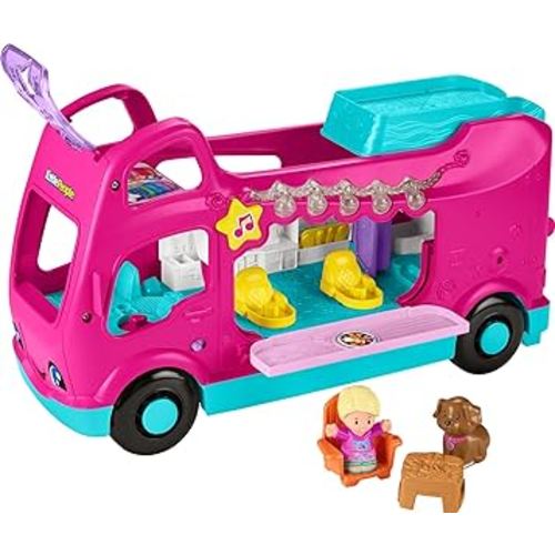 Fisher-Price Little People Toddler Toy Barbie Little Dreamcamper RV Playset with Music Lights & 2 Figures for Ages 18+ Months